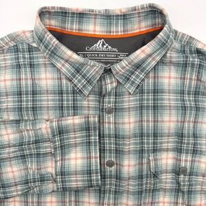 Croft & Barrow Quick-Dry Shirt Mens XL Blue Green Plaid Button Down Adventure